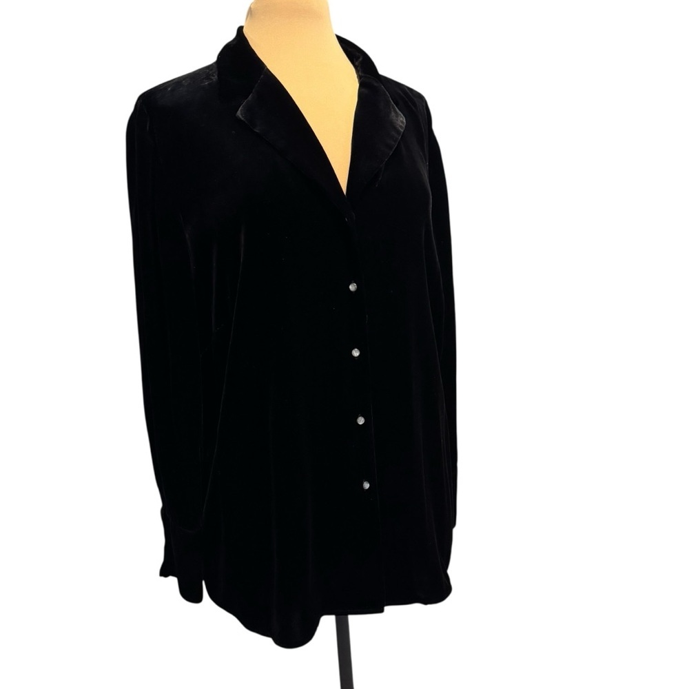 Lauren Ralph Lauren black velvet button up blouse shirt, top jacket size 16W